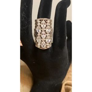 VINTAGE WHITE TOPAZ & MARCASITE~925SS RING SZ 7~12.3GRS